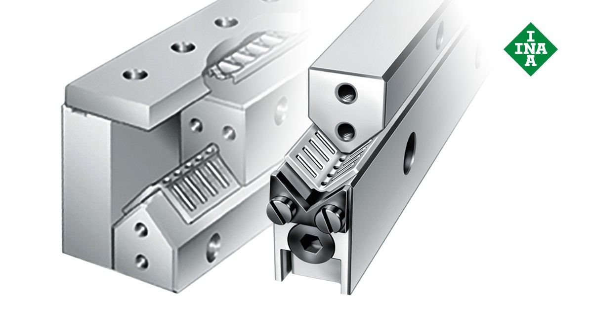 셰플러 리니어 가이드(linear guides): 조정 지브(adjusting gib)와 각형 플랫 케이지(angled flat cage)가 있는 ML 및 V 가이드웨이